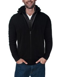 Knitted Full Zip Cardigan Sweater - Black