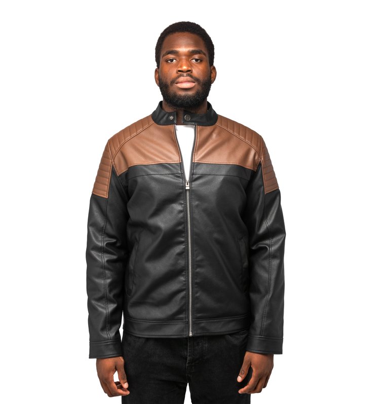 Leather Jacket Men - Brown/Black