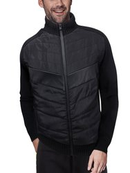 Lightly Insulated Full-Zip Sweater Jacket - Black/Black