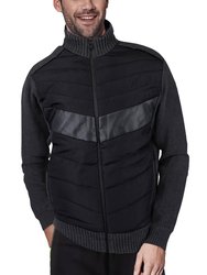 Lightly Insulated Full-Zip Sweater Jacket - Black/Charcoal