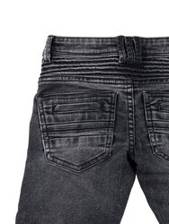 Little Boys Slim Fit Biker Distressed Washed Jeans Pants