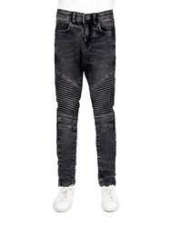 Little Boys Slim Fit Biker Distressed Washed Jeans Pants - Black