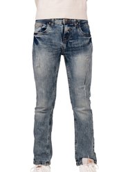 Little Boys Slim Fit Distressed Jean Pants With Minor Rips - Blue