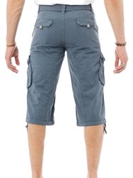 Men's Belted 18" Long Cargo Shorts With Draw Cord