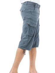 Men's Belted 18" Long Cargo Shorts With Draw Cord