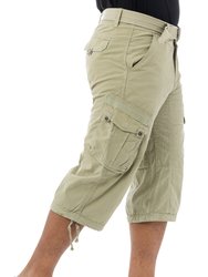 Men's Belted 18" Long Cargo Shorts With Draw Cord