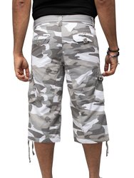 Men's Belted 18" Long Cargo Shorts With Draw Cord