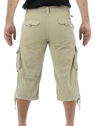 Men's Belted 18" Long Cargo Shorts With Draw Cord