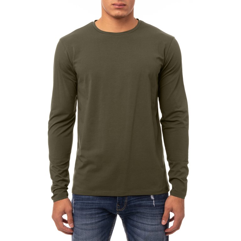 Men's Classic Long Sleeve Crewneck T-shirt - Army Green