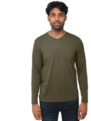 Men's Classic Long Sleeve V-Neck T-Shirt - Army Green