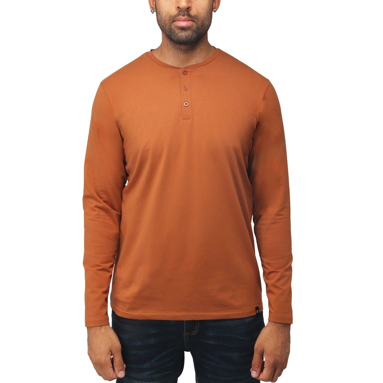 Men's Long Sleeve Henley Shirt - Sienna