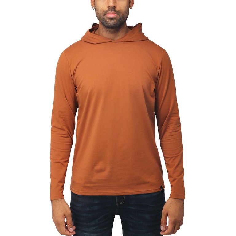 Men's Long Sleeve Hooded Shirt - Sienna