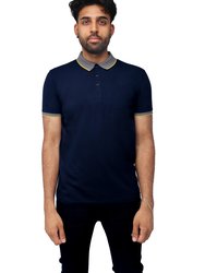 Mens Polo Shirts | Golf Shirts For Men | Polo Shirts For Men Short Sleeve - Navy/Mustard