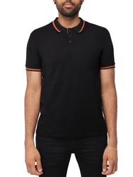 Mens Polo Shirts | Golf Shirts For Men | Polo Shirts For Men Short Sleeve - Black/Vermillion