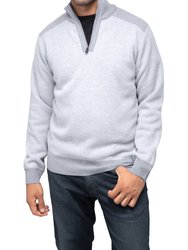 Men's Quarter Zip Pullover Top With Contrast Shoulder Piecing