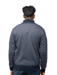 Men's Quarter Zip Pullover Top With Contrast Shoulder Piecing