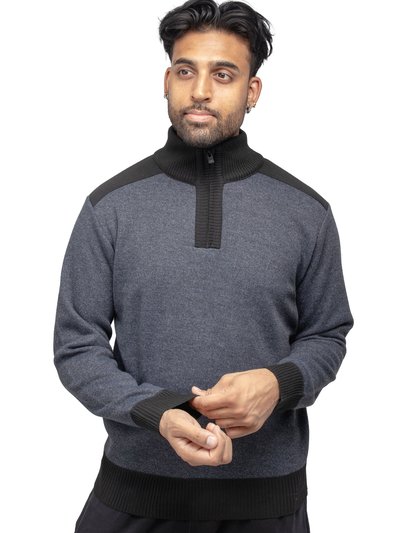 X RAY Men's Quarter Zip Pullover Top With Contrast Shoulder Piecing product