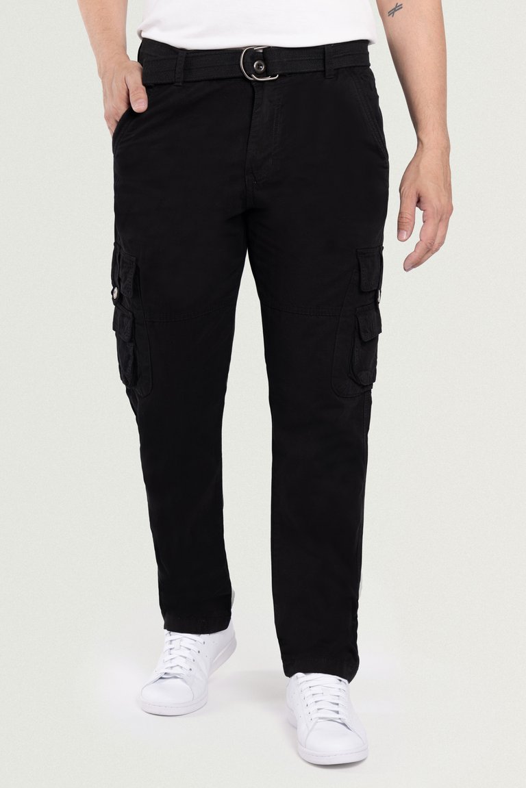 Men's Regular Fit Straight Leg Cargo Pants - Black