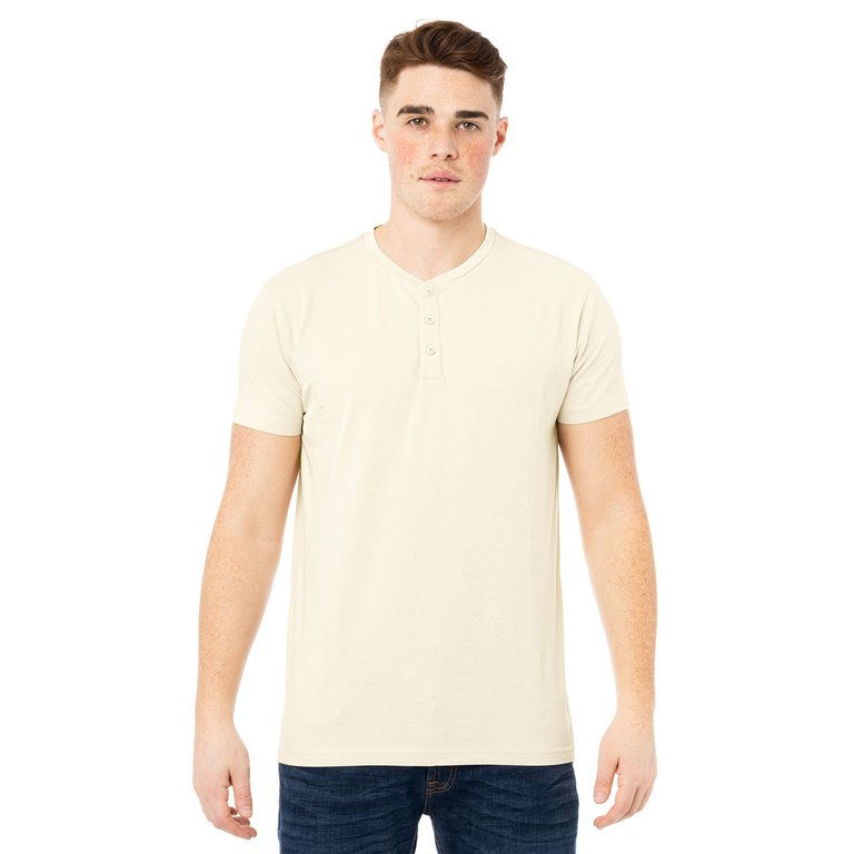 Men's Short Sleeves Henley T-shirt - Buttercream