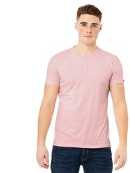 Men's Short Sleeves Henley T-shirt - Dusty Pink