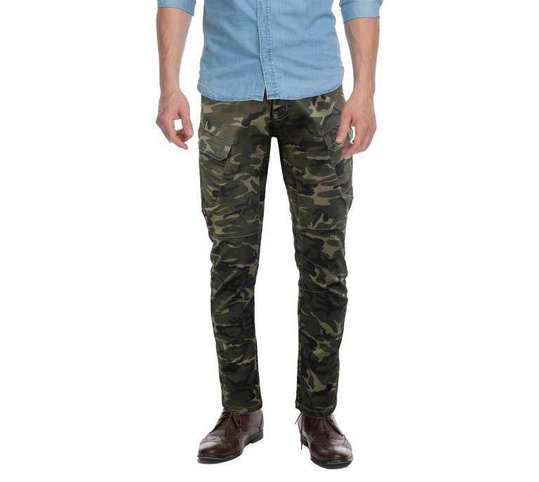 Men's Slim Look Cargo Pants - Olive Camo