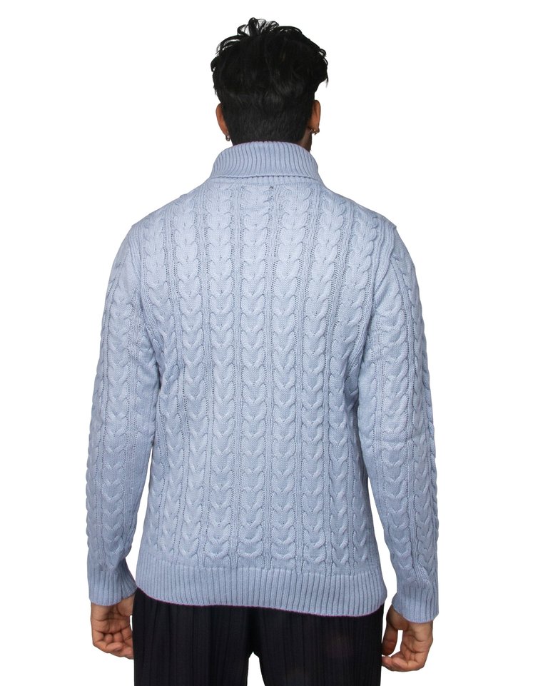 Men's Soft Slim Fit Turtleneck Pullover Sweaters - Baby Blue