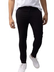 Men's Stretch Golf Pants Quick Dry Lightweight Casual Nylon Pants with Pockets - Black