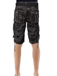 Mens Tactical Cargo Shorts Camo And Solid Colors 12.5" Inseam Knee Length Classic Fit Multi Pocket