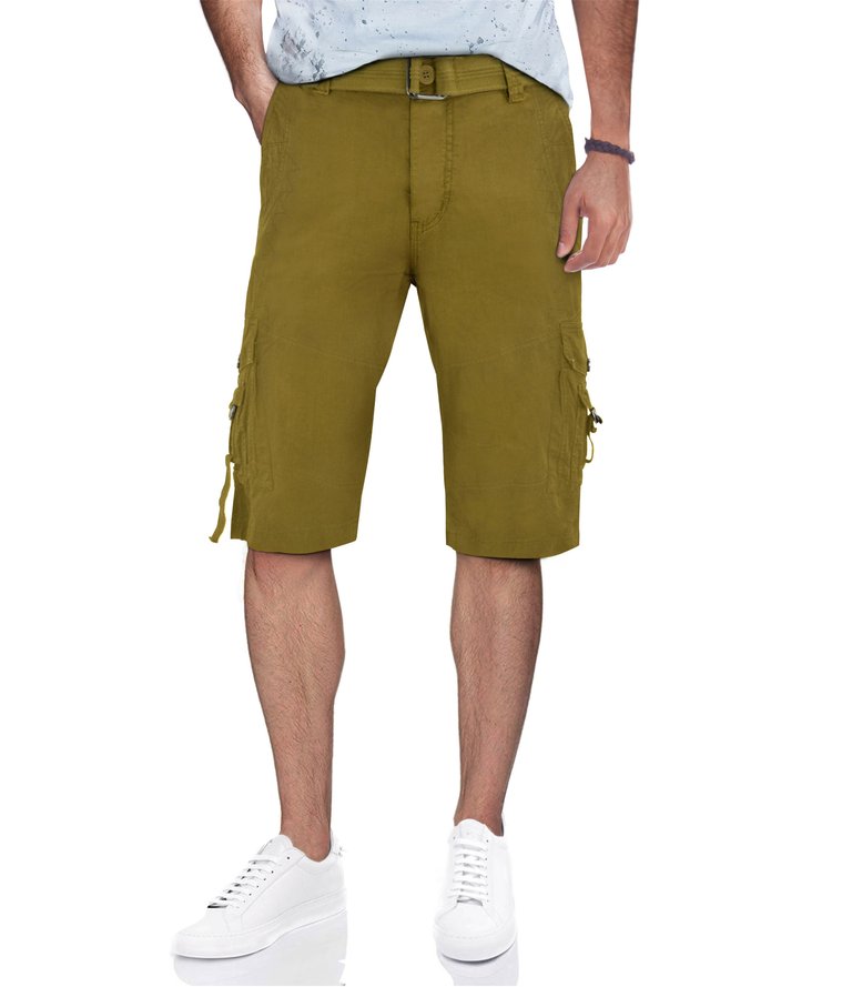 Mens Tactical Cargo Shorts Camo And Solid Colors 12.5" Inseam Knee Length Classic Fit Multi Pocket - British Khaki