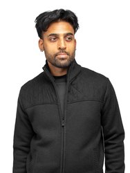 Men's Zip Up Jacket with Suede Peicing & Lining - Black