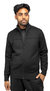 Men's Zip Up Jacket with Suede Peicing & Lining - Black