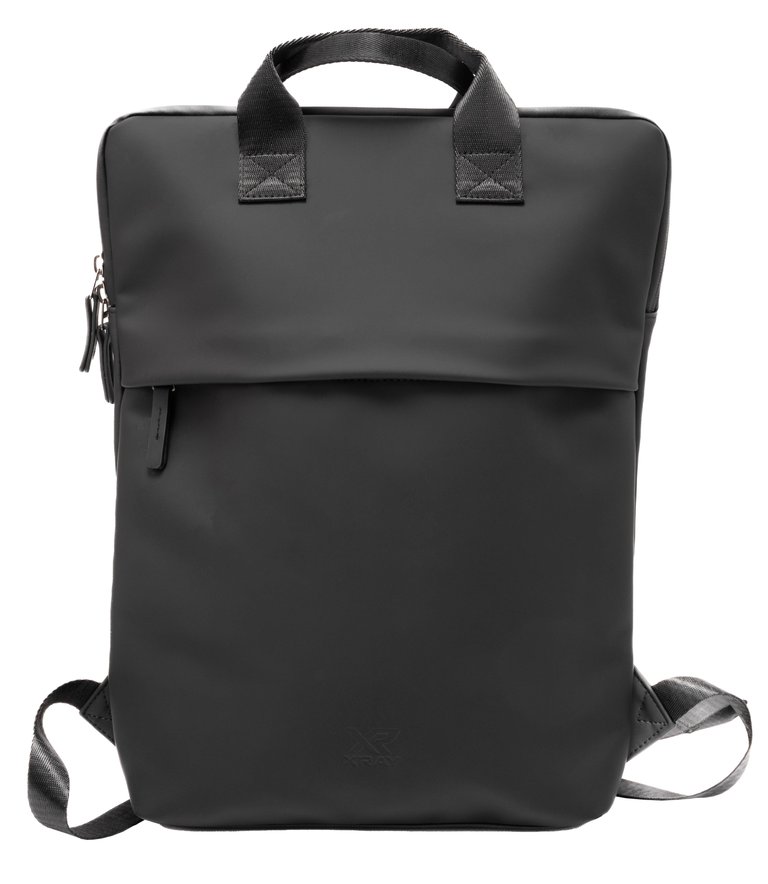 PU Leather Lightweight Laptop Backpack - Black
