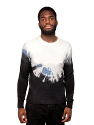 Pullover Crewneck Tie Dye Fashion Sweater - Black/Blue/White