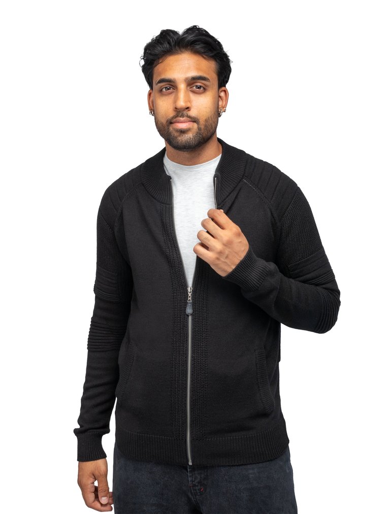 Slim Fit Full-Zip Sweater Jacket - XMW-3747 - Black