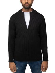 Slim Fit Mock Neck Quarter Zip Pullover Men - Black