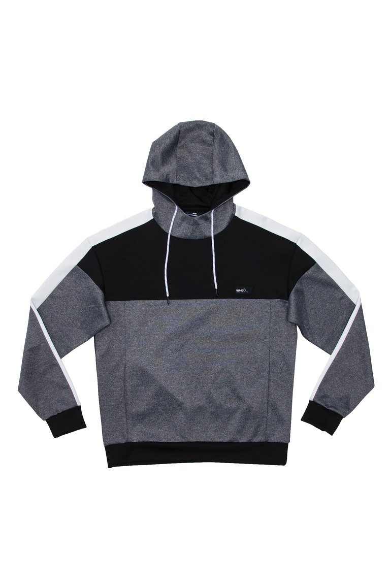 Sport Men's Light Weight Active Hooded Sport Sweater For Gym Workout And Running - Black/White