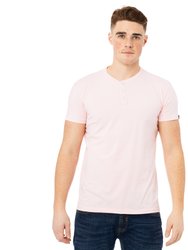 X RAY Men's Basic Henley Neck Short Sleeve T-Shirt - Baby Pink