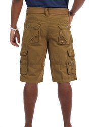 X RAY Men's Belted Twill Tape 12.5" Inseam Knee Length Cargo Shorts