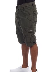 X RAY Men's Belted Twill Tape 12.5" Inseam Knee Length Cargo Shorts