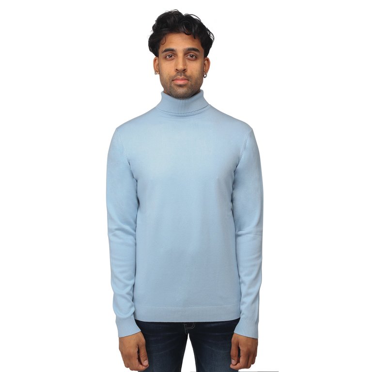 X RAY Men's Turtleneck Mock Neck Pullover Sweater Big & Tall Available - Powder Blue