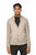 XMW-30027 Stand Collar Full Zip Ribbed Sweater - Beige Heather