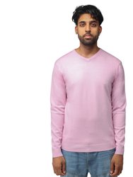 XMW-39137 Classic V-Neck Sweater - Pale Pink