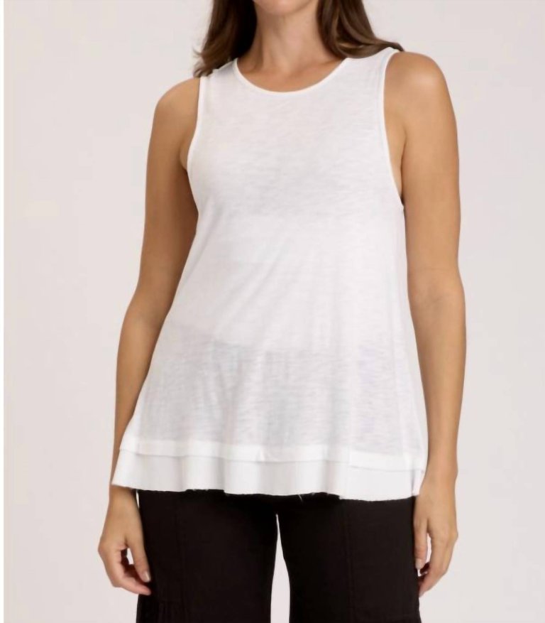 Round Neck Double Hem Tank Top White In White - White