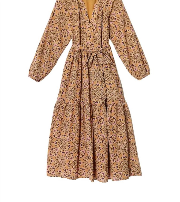 Ambrose Dress In Golden Flora - Golden Flora