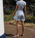 Santa Maria Party Dress In White/Blue