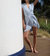 Santa Maria Party Dress In White/Blue