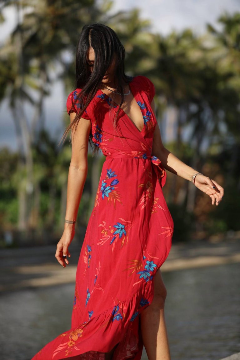 Tahiti Wrap Dress In Red