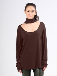 Mercedes Cowl Neck Top - Chocolate