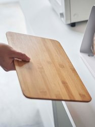 Bread Box With Cutting Board Lid - Steel + Wood