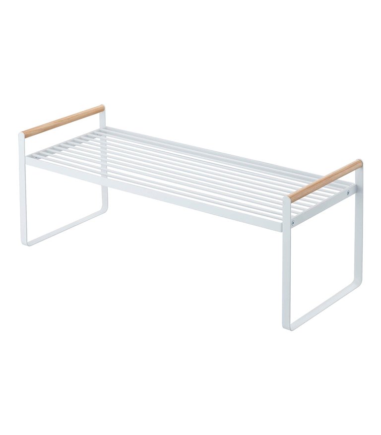 Countertop Wire Shelf - Steel + Wood - White